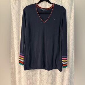 Tommy Hilfiger Black Sweater with Orange Trim